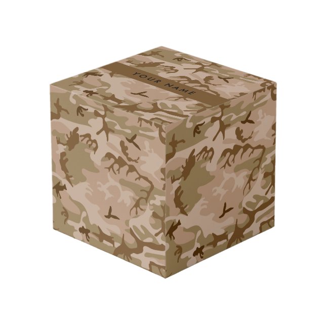 Desert Camouflage Pattern, Your name, Personalize Cube (Front Angled)