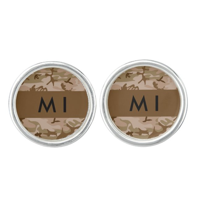 Desert Camouflage Pattern, Your name, Personalize Cufflinks (Front)