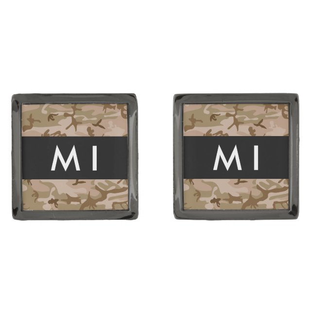 Desert Camouflage Pattern, Your name, Personalize Cufflinks (Front)