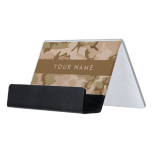 Desert Camouflage Pattern, Your name, Personalize Desk Business Card Holder