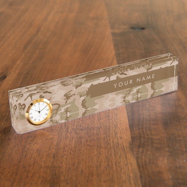 Desert Camouflage Pattern, Your name, Personalize Desk Name Plate (Side)