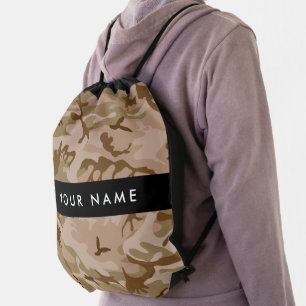 Desert Camouflage Pattern, Your name, Personalize Drawstring Bag