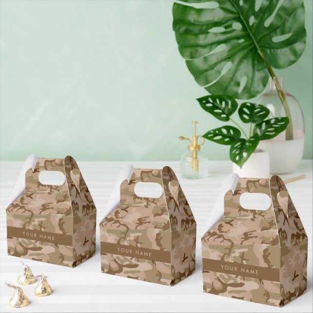 Desert Camouflage Pattern, Your name, Personalize Favor Boxes (Multiple)