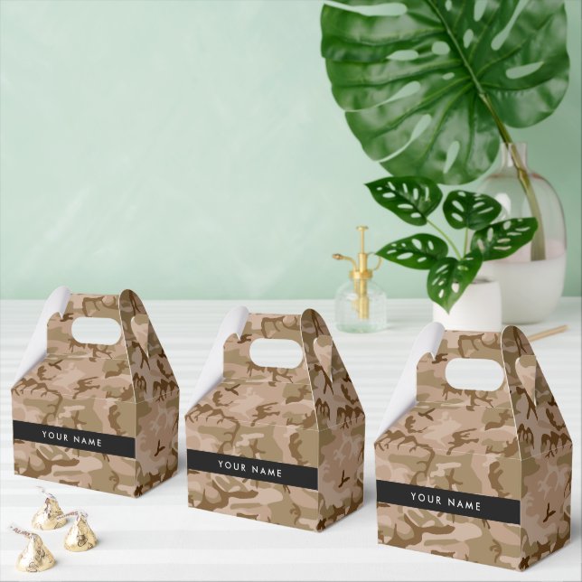 Desert Camouflage Pattern, Your name, Personalize Favor Boxes (Multiple)