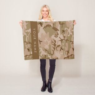Desert Camouflage Pattern, Your name, Personalize Fleece Blanket