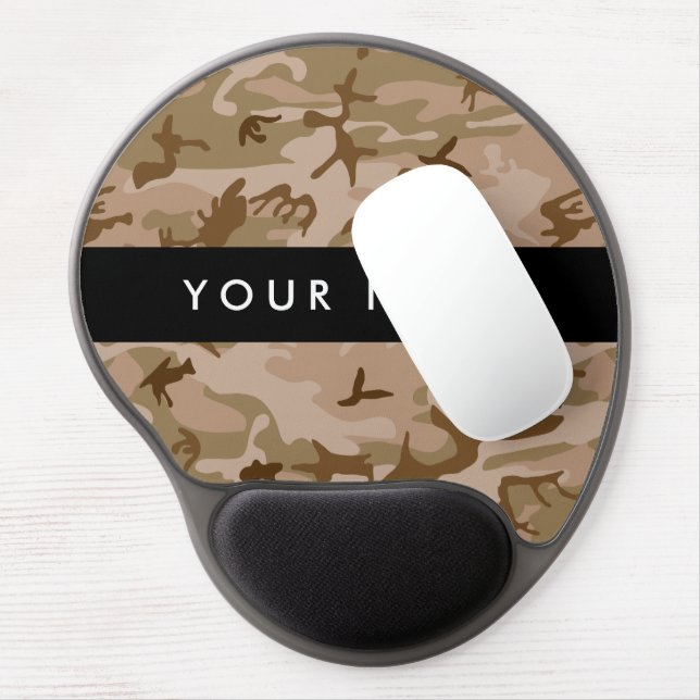 Desert Camouflage Pattern, Your name, Personalize Gel Mouse Pad (Left Side)
