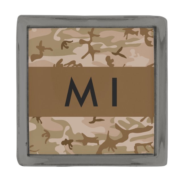 Desert Camouflage Pattern, Your name, Personalize Gunmetal Finish Lapel Pin (Front)