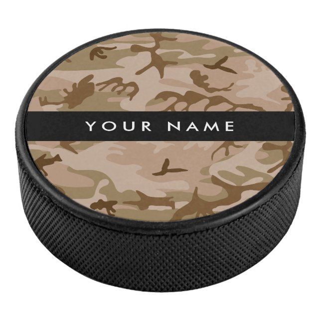 Desert Camouflage Pattern, Your name, Personalize Hockey Puck (3/4)
