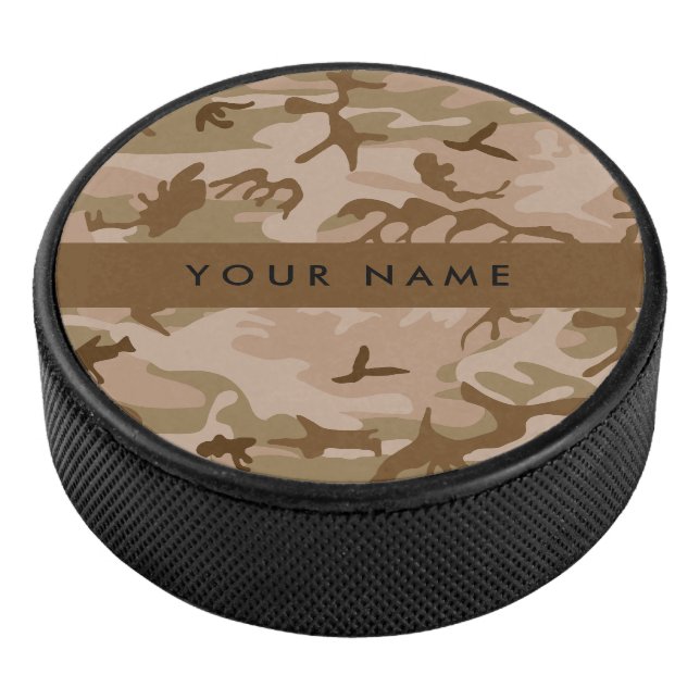 Desert Camouflage Pattern, Your name, Personalize Hockey Puck (3/4)