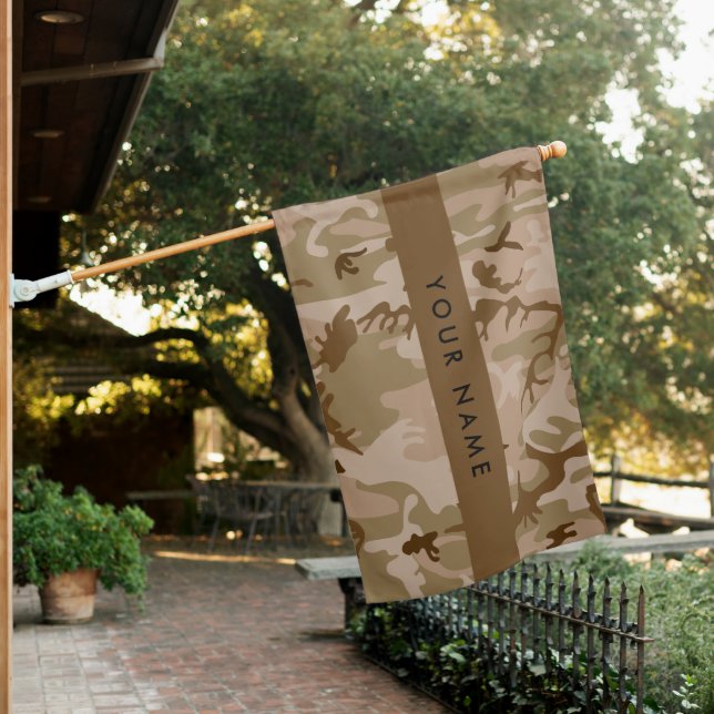 Desert Camouflage Pattern, Your name, Personalize House Flag (In SItu)