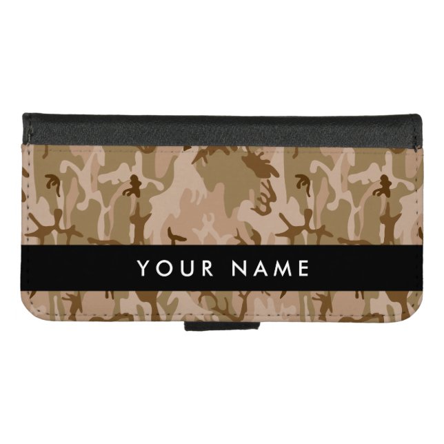 Desert Camouflage Pattern, Your name, Personalize iPhone Wallet Case (Front (Horizontal))