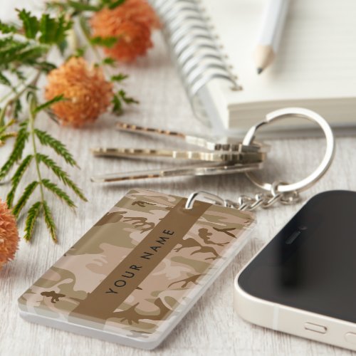 Desert Camouflage Pattern Your name Personalize Keychain