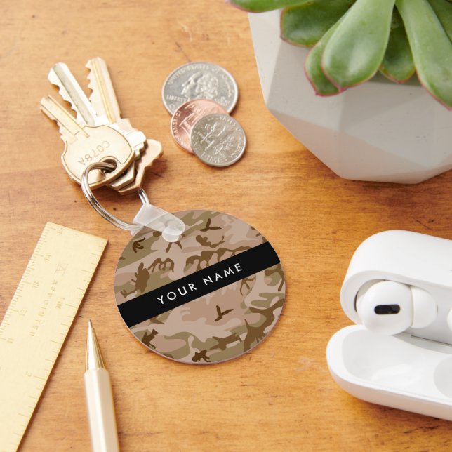 Desert Camouflage Pattern, Your name, Personalize Keychain (Desk)