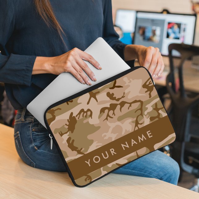 Desert Camouflage Pattern, Your name, Personalize Laptop Sleeve (Creator Uploaded)