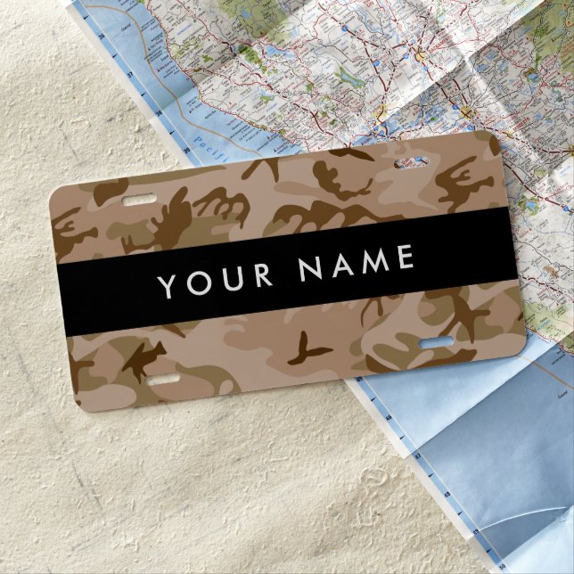 Desert Camouflage Pattern, Your name, Personalize License Plate (In Situ)