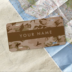 Desert Camouflage Pattern, Your name, Personalize License Plate