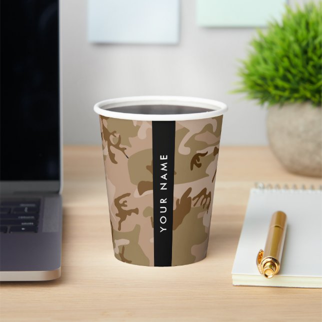 Desert Camouflage Pattern, Your name, Personalize Paper Cups (Insitu)