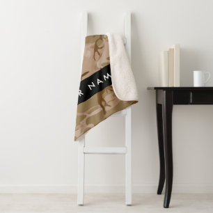 Desert Camouflage Pattern, Your name, Personalize Sherpa Blanket