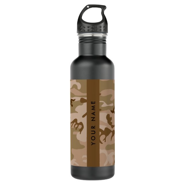 Desert Camouflage Pattern, Your name, Personalize Stainless Steel Water Bottle (Front)