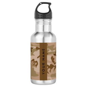 Desert Camouflage Pattern, Your name, Personalize Stainless Steel Water Bottle