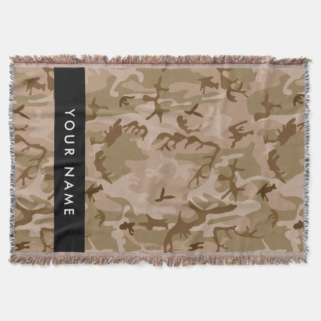 Desert Camouflage Pattern, Your name, Personalize Throw Blanket (Front)