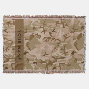Desert Camouflage Pattern, Your name, Personalize Throw Blanket