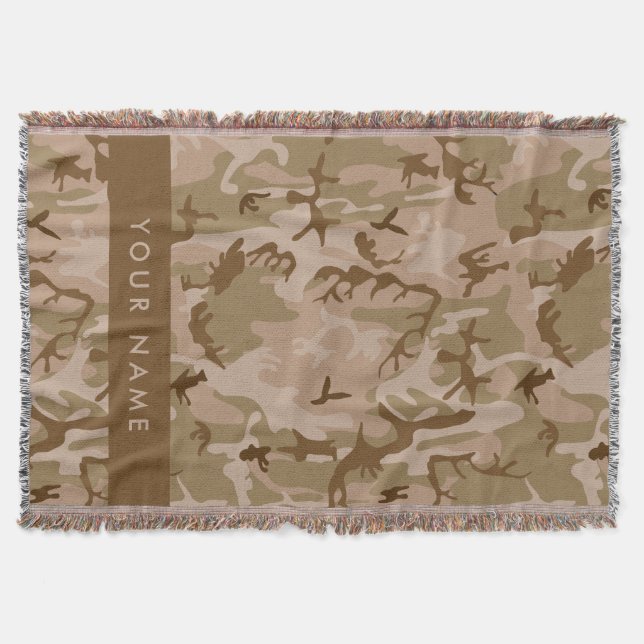 Desert Camouflage Pattern, Your name, Personalize Throw Blanket (Front)