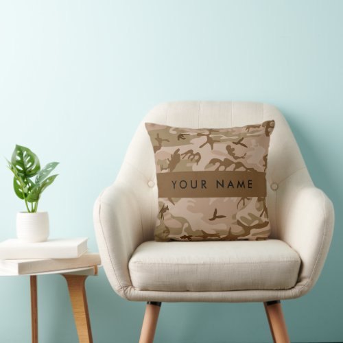 Desert Camouflage Pattern Your name Personalize Throw Pillow