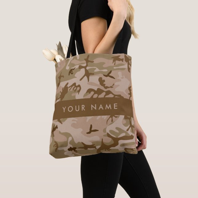 Desert Camouflage Pattern, Your name, Personalize Tote Bag (Close Up)