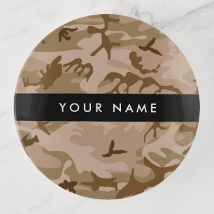 Desert Camouflage Pattern, Your name, Personalize Trinket Tray