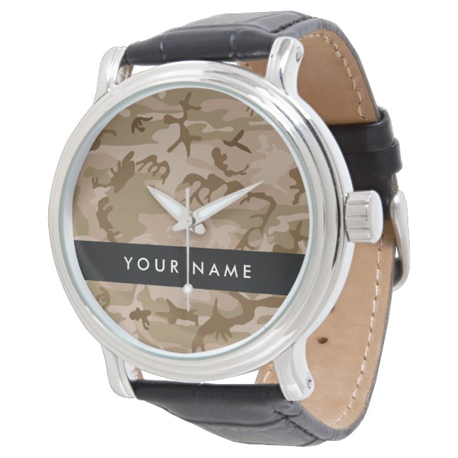 Desert Camouflage Pattern, Your name, Personalize Watch (Angled)