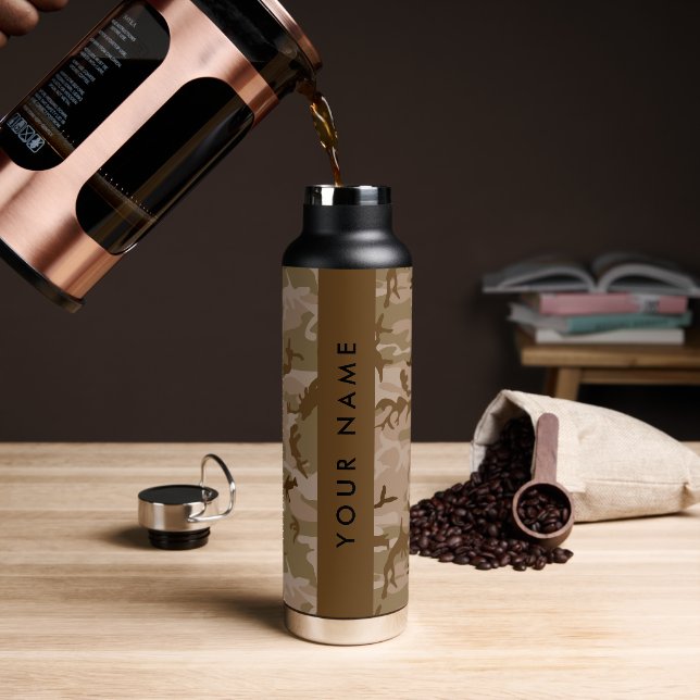 Desert Camouflage Pattern, Your name, Personalize Water Bottle (Coffee)