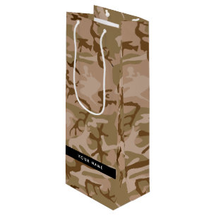 Desert Camouflage Pattern, Your name, Personalize Wine Gift Bag
