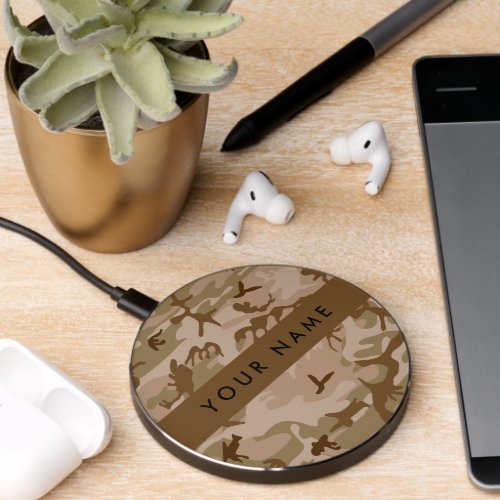 Desert Camouflage Pattern Your name Personalize Wireless Charger