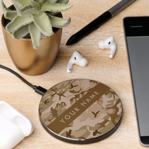 Desert Camouflage Pattern Your name Personalize Wireless Charger