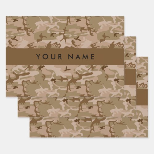 Desert Camouflage Pattern Your name Personalize Wrapping Paper Sheets