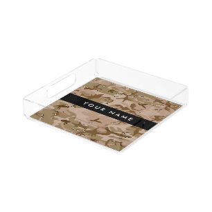 Desert Camouflage Pebbles, Your name, Personalize Acrylic Tray