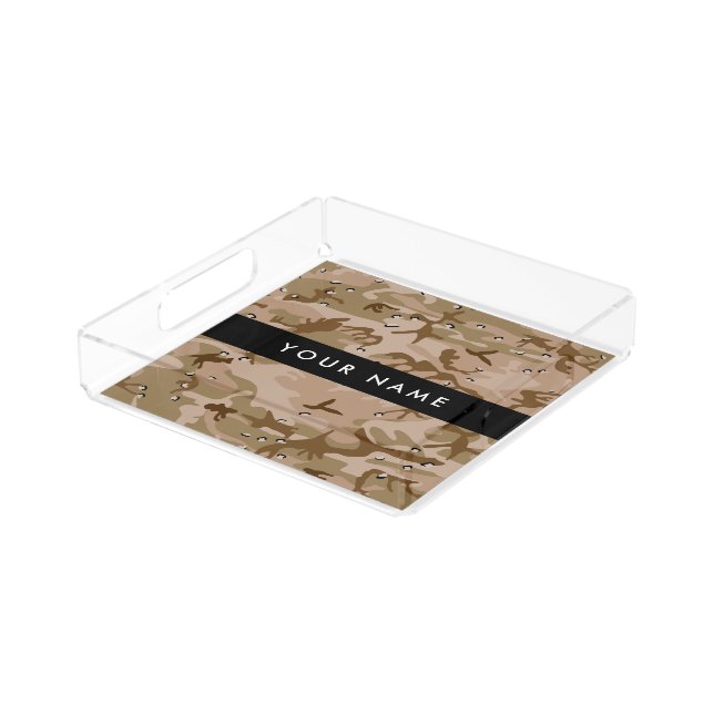 Desert Camouflage Pebbles, Your name, Personalize Acrylic Tray (Angled)