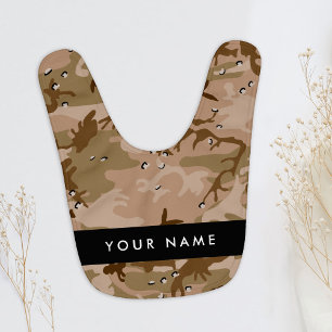 Desert Camouflage Pebbles, Your name, Personalize Baby Bib