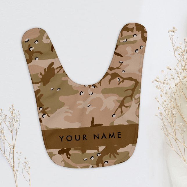 Desert Camouflage Pebbles, Your name, Personalize Baby Bib (Creator Uploaded)
