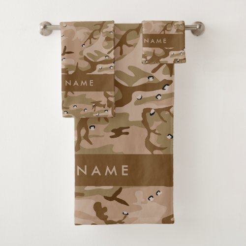 Desert Camouflage Pebbles Your name Personalize Bath Towel Set