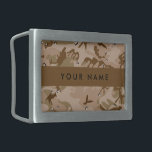 Desert Camouflage Pebbles, Your name, Personalize Belt Buckle<br><div class="desc">Elegant,  stylish and sophisticated desert camouflage pattern in brown and green color. This pattern is also known as chocolate-chip camouflage and cookie dough camouflage. Modern and trendy gift,  perfect for the military lover in your life. Personalize by adding your name,  nickname,  monogram or initials.</div>