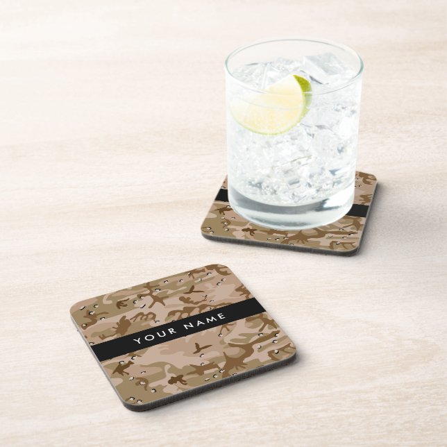 Desert Camouflage Pebbles, Your name, Personalize Beverage Coaster (Right Side)