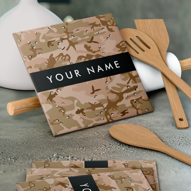 Desert Camouflage Pebbles, Your name, Personalize Ceramic Tile (Creator Uploaded)