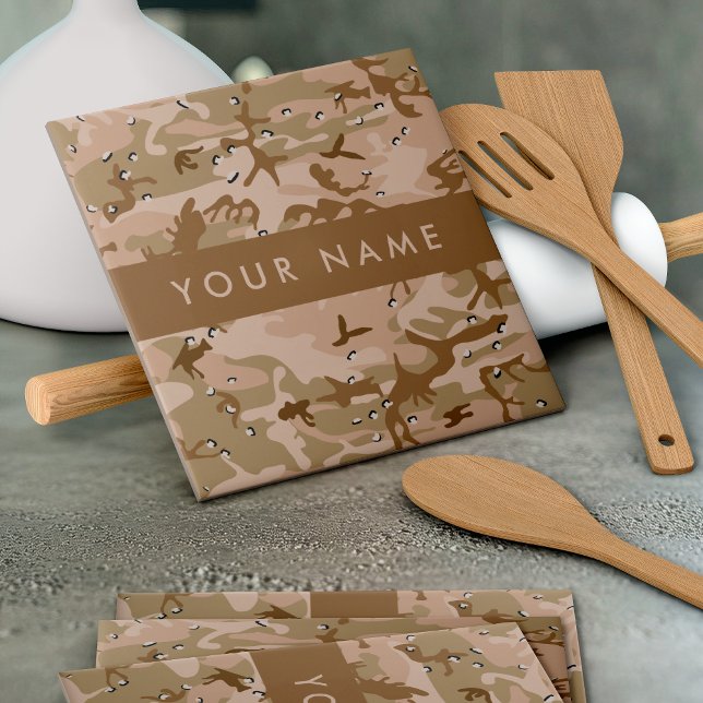 Desert Camouflage Pebbles, Your name, Personalize Ceramic Tile (Creator Uploaded)