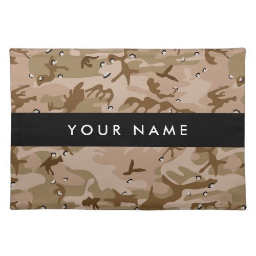 Desert Camouflage Pebbles Your name Personalize Cloth Placemat