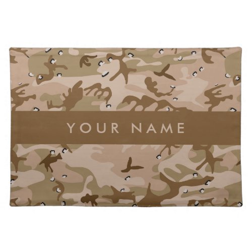 Desert Camouflage Pebbles Your name Personalize Cloth Placemat