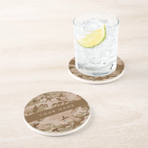 Desert Camouflage Pebbles Your name Personalize Coaster