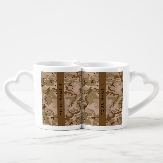 Desert Camouflage Pebbles, Your name, Personalize Coffee Mug Set (Back Nesting)