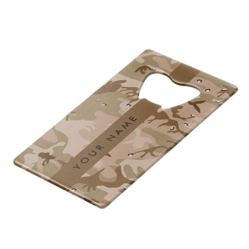 Desert Camouflage Pebbles Your name Personalize Credit Card Bottle Opener